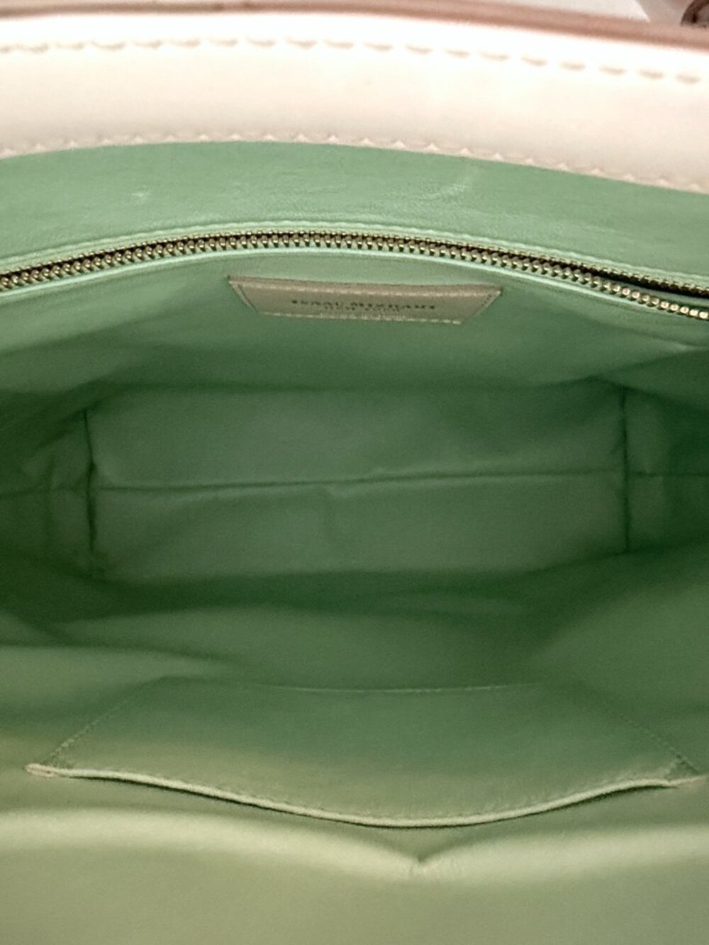 Isaac Mizrahi Cream Patent Leather Tote Bag - Picture 4 of 13